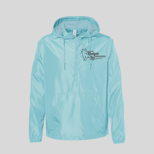 Unisex Lightweight Quarter-Zip Windbreaker Pullover Jacket black stitched