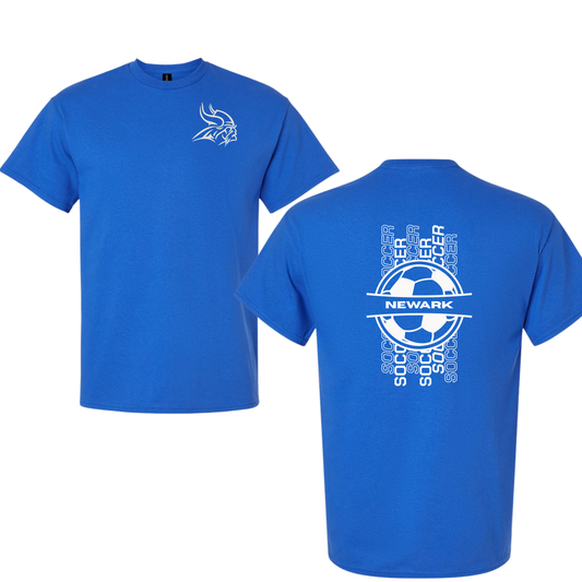 royal blue soccer front and back youth and adult t shirt
