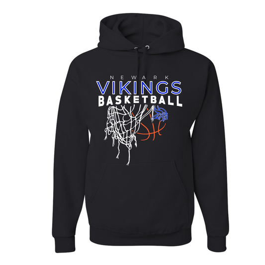 youth and adult black hoodie Vikings basketball