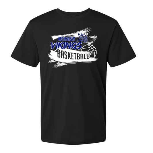 black PERFORMANCE t shirt with newark vikings basketball youth and adult