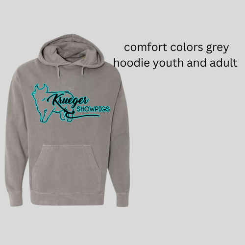 comfort colors hoodie with Pig logo
