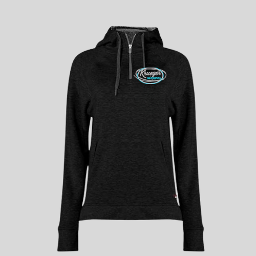 Women's FitFlex French Terry Quarter-Zip Hooded Pullover stitched CIRCLE logo