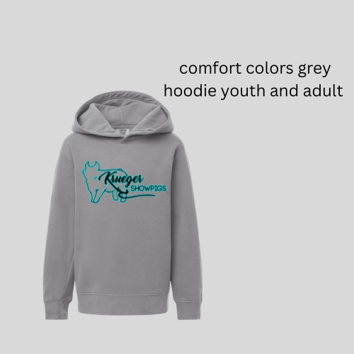 comfort colors hoodie with Pig logo