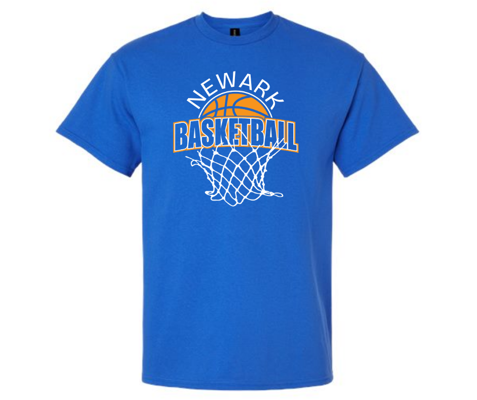 newark basketball blue t shirt